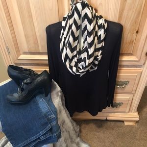 Cream and Black Chevron Infinity Scarf